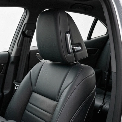 Modern car interior headrest adjustment